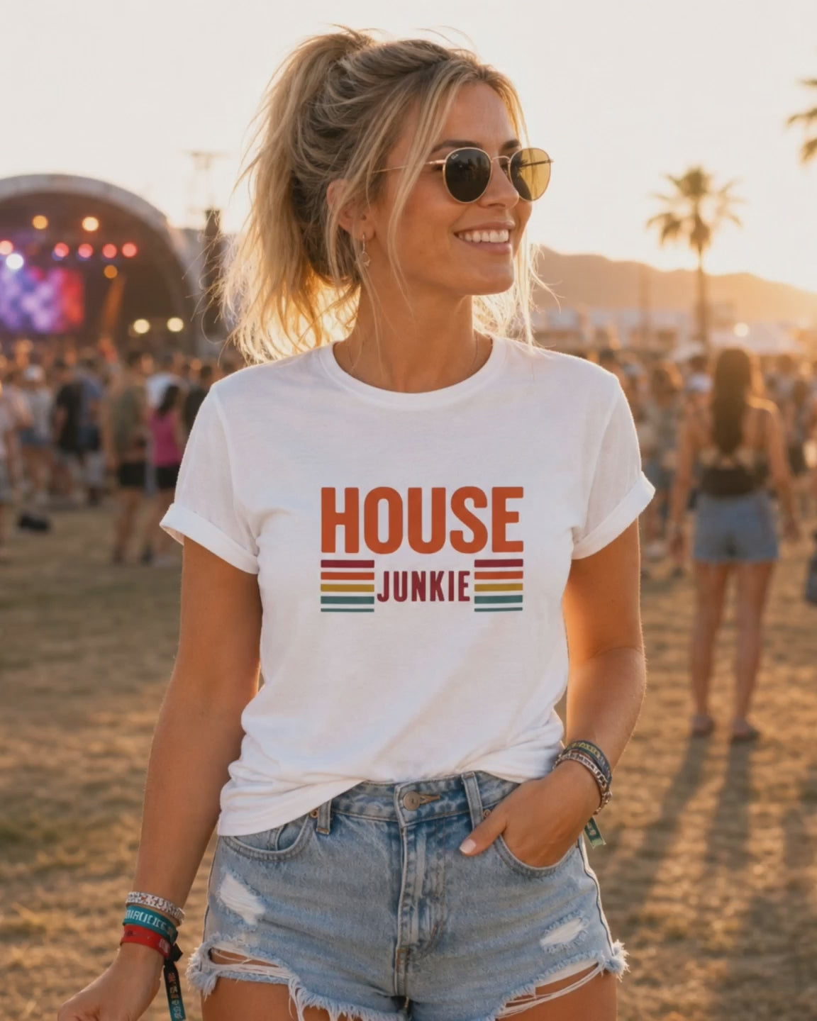 'House Junkie' - Retro - Girls Fitted Tee